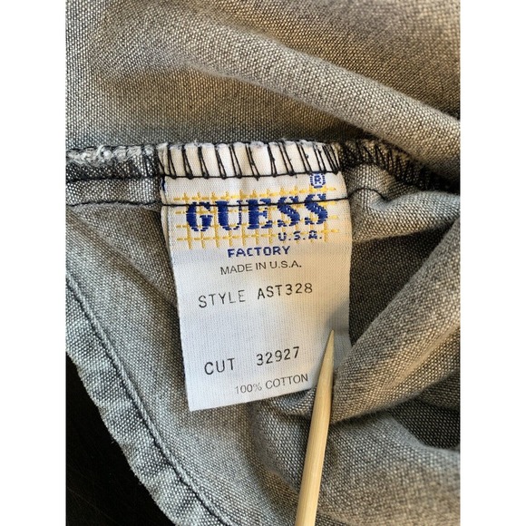 Vtg Guess‎ Jeans Shirt Men's Large Short Sleeve Buttons Gray USA Casual Office - Picture 7 of 14